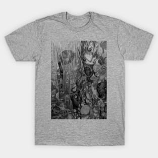 Girl in flowers, black and white T-Shirt